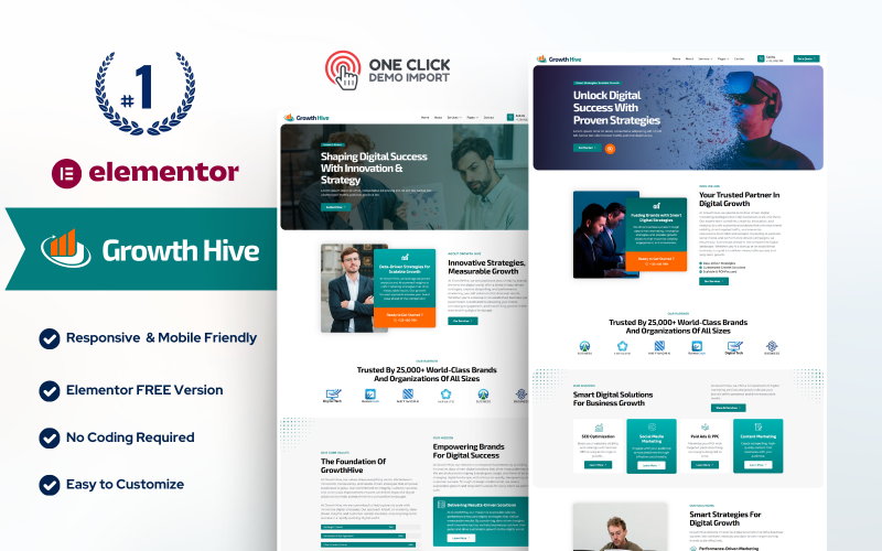 Growth Hive – Digital Marketing Agency Elementor Template Kit Elementor Kit