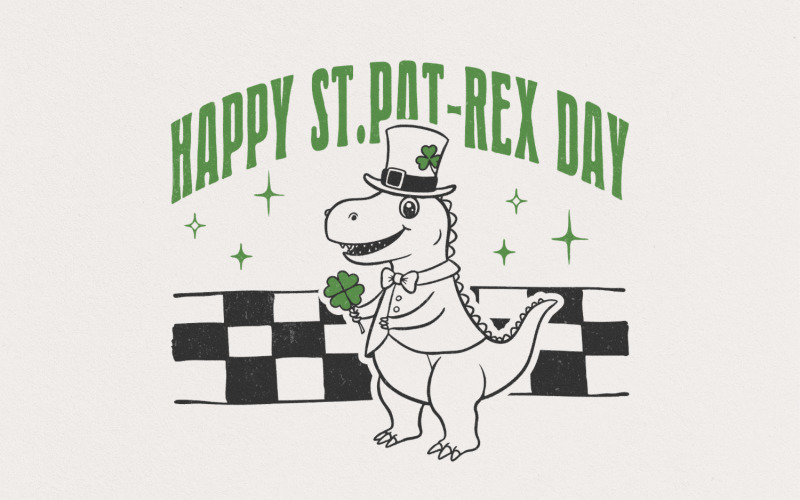 Happy St.Pat-Rex Day PNG, St Patricks Day PNG, Dinosaur St Patricks, Toddler St Patricks, Shamrock Illustration