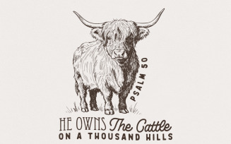 He Owns The Cattle On A Thousand Hills PNG, Christian PNG, Bible Quotes, Faith Png, Western Faith,
