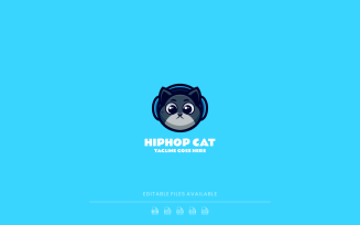 Hiphop Cat Simple Mascot Logo