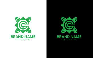 Letter C leaf company logo-814