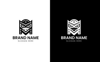 Letter M owl bird logo-819