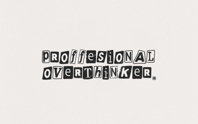 Professional Overthinker PNG, Sublimation DTF Design, Retro Typewriter, Distressed Vintage, Mental Illustration