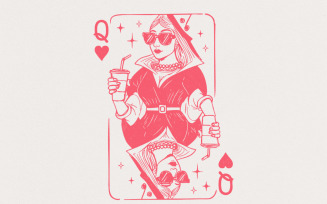 Queen of Hearts PNG, Valentine Hearts PNG, Cute Valentine Shirt, Retro Sublimation, Red Pink Queen