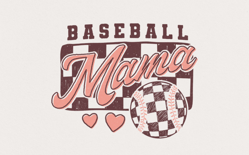 Retro Baseball Mama PNG, Baseball Bow, Baseball Coquette, Checkered Sublimation Design, Illustration