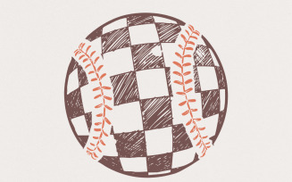 Retro Baseball PNG, Checkered Baseball Clipart, Sublimation Designs, Vintage Baseball Coquette,