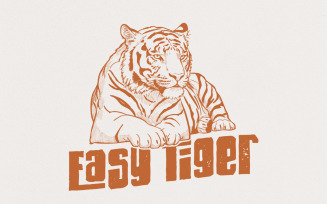 Retro Tiger Design, Trendy PNG, Humorous Sublimation, Vintage Graphic PNG, Easy Tiger PNG, T-Shirt