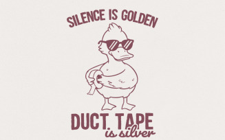 Silence is Golden Png, Sarcastic png, Funny Duck png, Snarky Sarcasm Png, Retro Design, Adult Humor