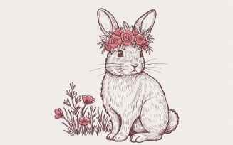 Western Bunny PNG, Easter Bunny PNG, Floral Bunny PNG, Happy Easter PNG, Easter Western PNG, Funny