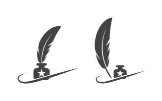 Pen feather education logo illustration design template v.4