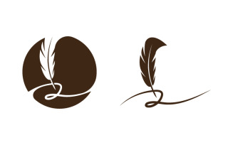 Pen feather education logo illustration design template v.5