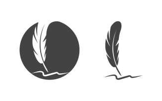 Pen feather education logo illustration design template v.6