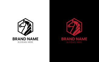 Hexagon Horse mascot logo-823
