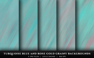 Turquoise Blue and Rose Gold Grainy Texture Backgrounds