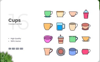 16 Cups Icon Color Collection