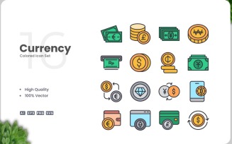 16 Currency Icon Color Set
