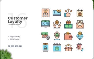 16 Customer Loyalty Icon Color Set