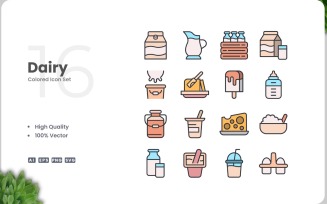 16 Dairy Icon Color Collection