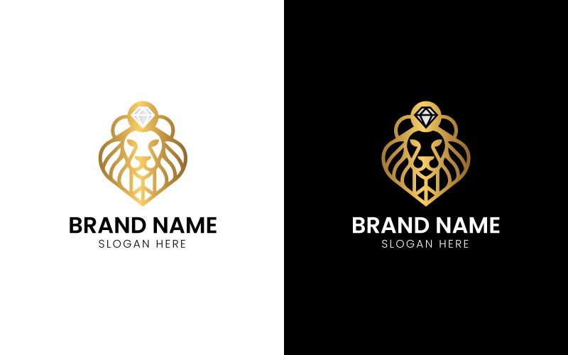 Lion Diamond mascot animal logo Logo Template