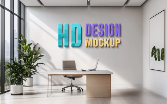 Modern Office Indoor Wall Logo Mockup Office Business Logo Mockup Office Wall Logo Mockup