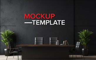 Office Manager Room Black Wall Logo Mockup Psd Template