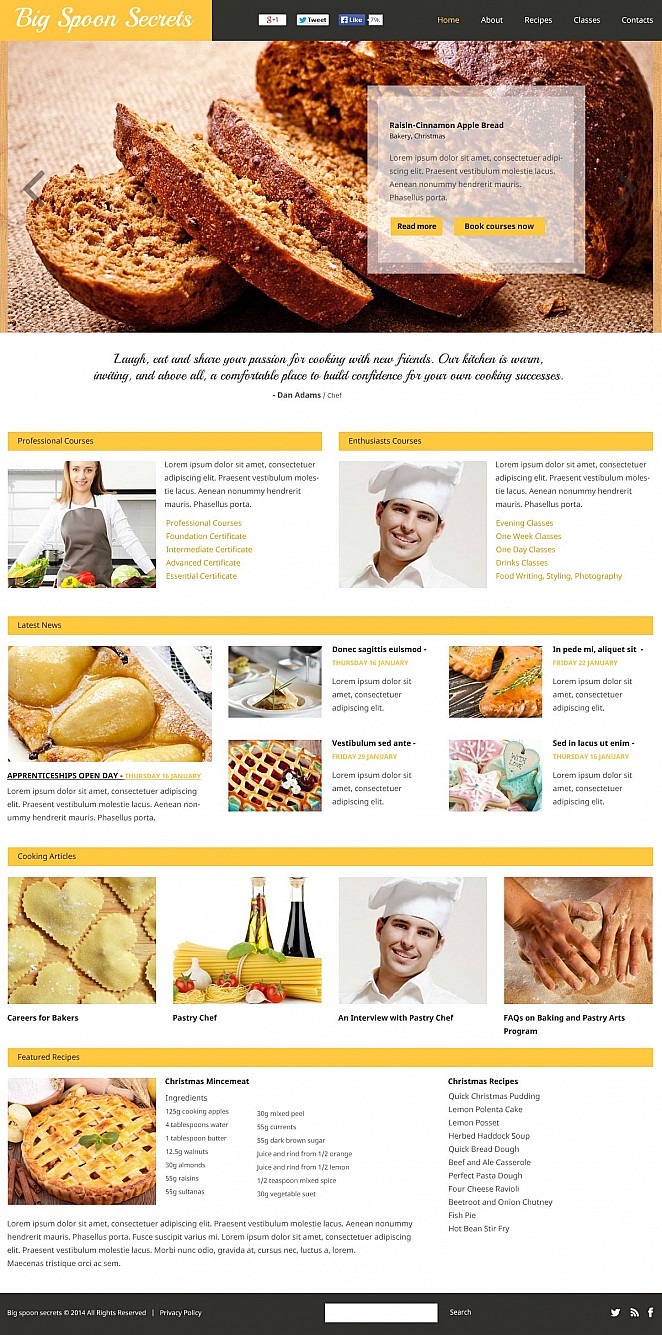 Cooking Flash CMS Template New Screenshots BIG