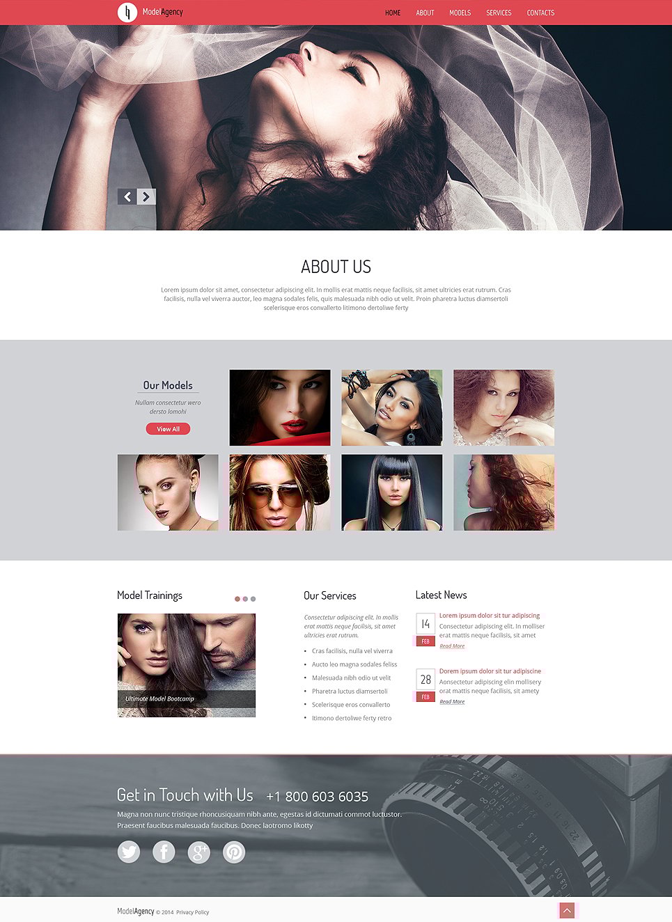 Model Agency Responsive Website Template New Screenshots BIG