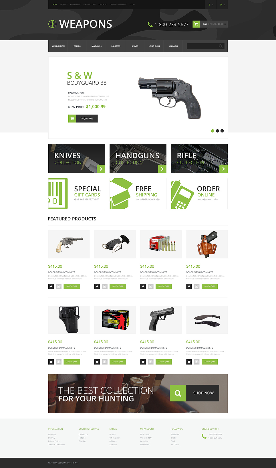 Weapon Shop OpenCart Template New Screenshots BIG