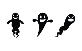 Black Cute ghost Vector icon design illustration v.10