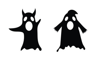 Black Cute ghost Vector icon design illustration v.11