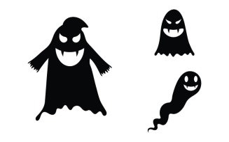 Black Cute ghost Vector icon design illustration v.1