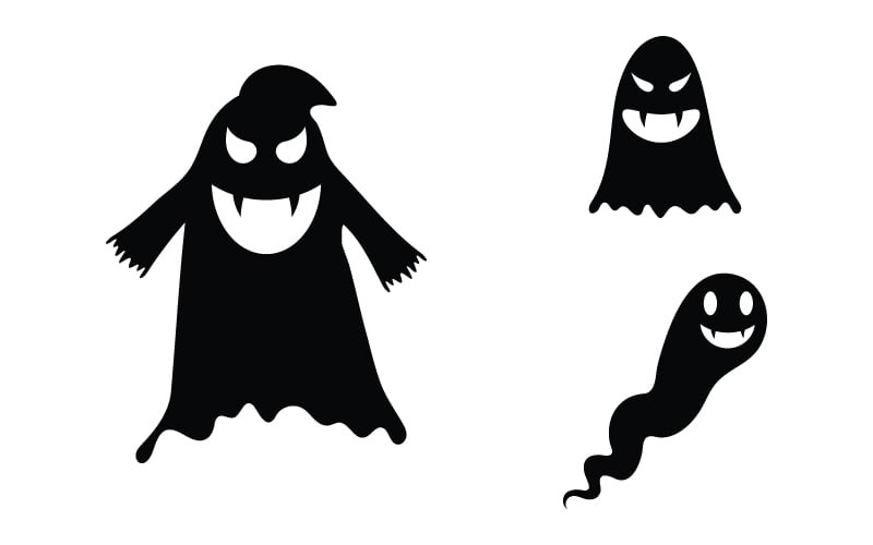 Black Cute ghost Vector icon design illustration v.1 Illustration