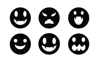 Black Cute ghost Vector icon design illustration v.23