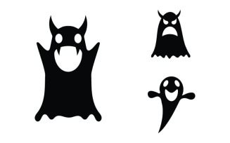 Black Cute ghost Vector icon design illustration v.2