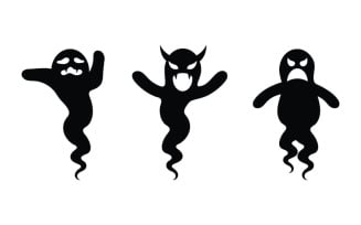 Black Cute ghost Vector icon design illustration v.3