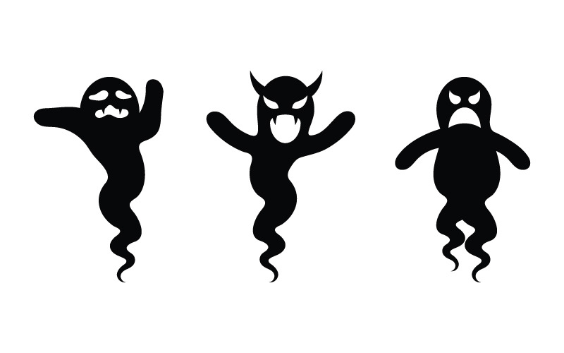 Black Cute ghost Vector icon design illustration v.3 Illustration