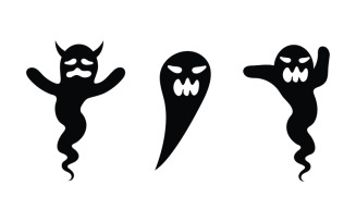 Black Cute ghost Vector icon design illustration v.4