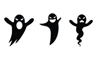 Black Cute ghost Vector icon design illustration v.5