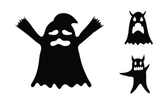 Black Cute ghost Vector icon design illustration v.6