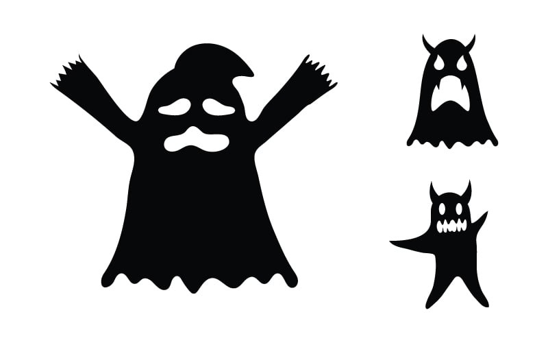 Black Cute ghost Vector icon design illustration v.6 Illustration