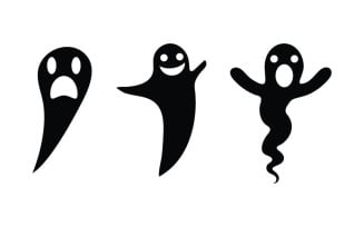 Black Cute ghost Vector icon design illustration v.8