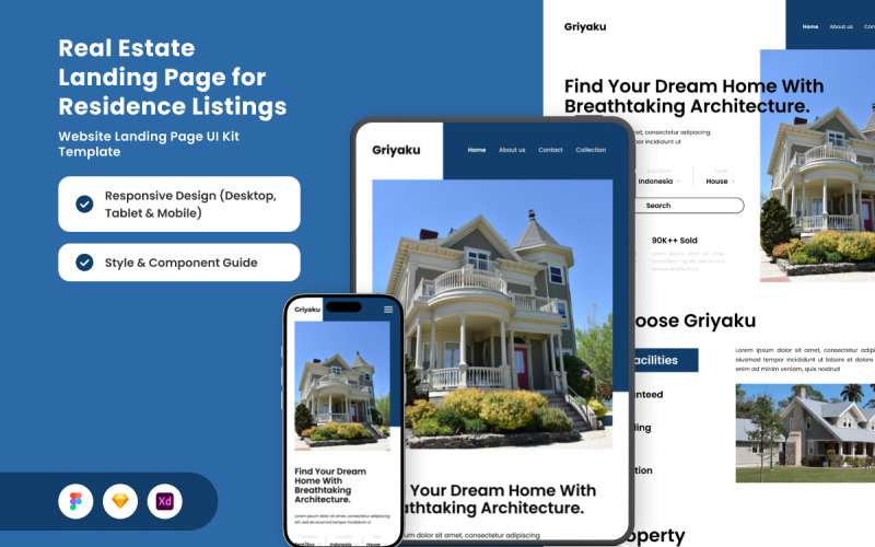 Griyaku – Minimalist Real Estate Landing Page UI Element