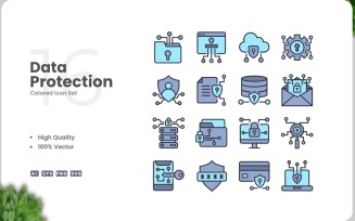 16 Data Protection Icon Color Set