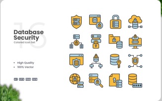 16 Database Security Icon Color Set
