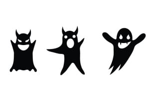 Black Cute ghost Vector icon design illustration v.9