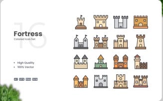 16 Fortress Icon Color Set