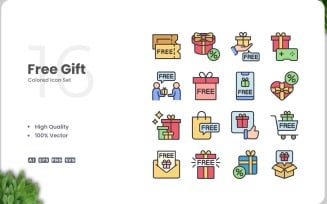 16 Free Gift Icon Color Set