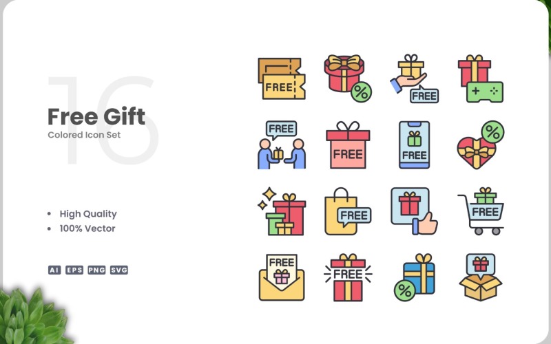 16 Free Gift Icon Color Set Icon Set