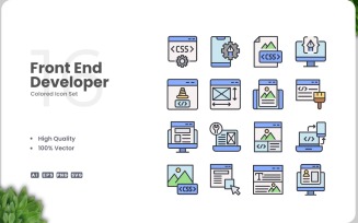 16 Front End Developer Icon Color Set