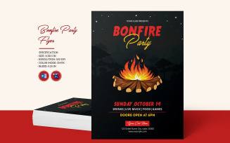 Bonfire Party Invitation Flyer Template